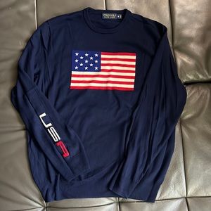 🏌🏼Polo Golf Merino wool USA flag sweater size medium💯